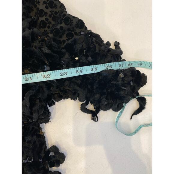 Black Chenille Velvet Beaded Shawl Vintage OS Soft Costume Lined Women’s Fancy - Picture 10 of 13